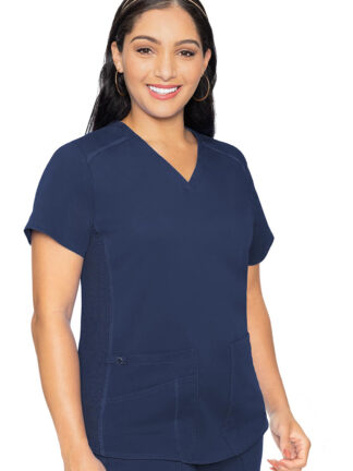 MC7459 Med Couture Touch Women's V-Neck Shirttail Top Navy