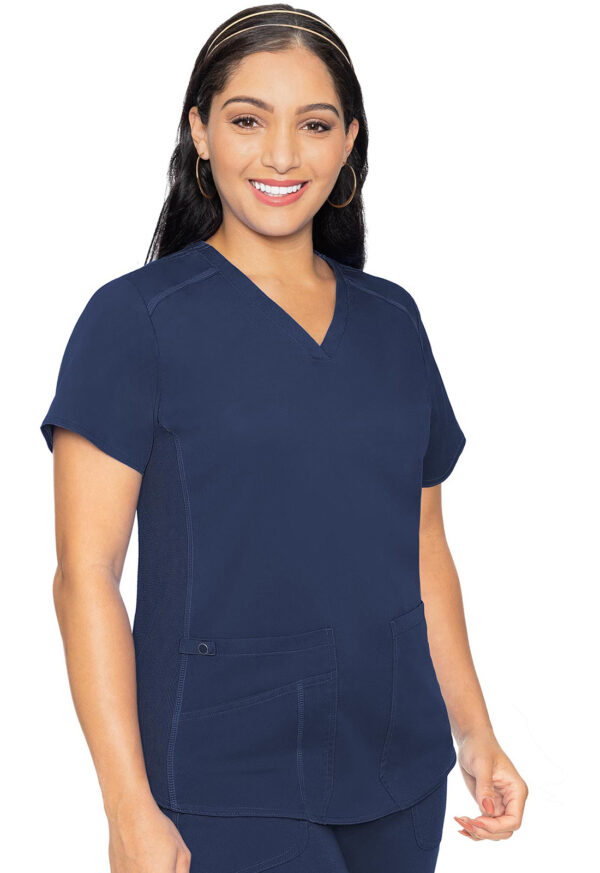 MC7459 Med Couture Touch Women's V-Neck Shirttail Top Navy