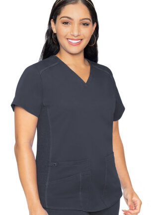 MC7459 Med Couture Touch Women's V-Neck Shirttail Top Pewter