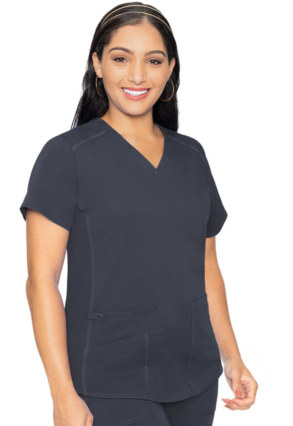 MC7459 Med Couture Touch Women's V-Neck Shirttail Top Pewter