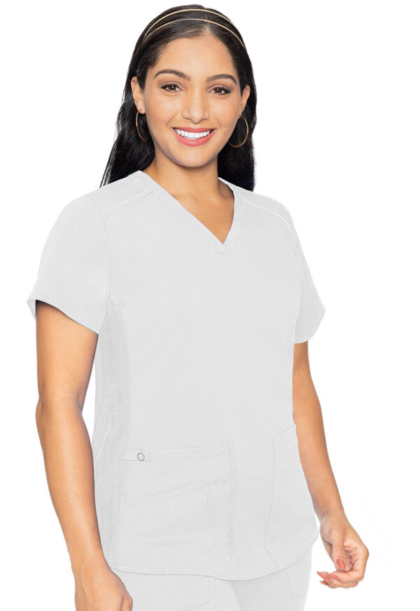 MC7459 Med Couture Touch Women's V-Neck Shirttail Top White