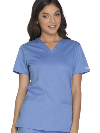 WW630 Core Stretch V-Neck Top Ceil Blue