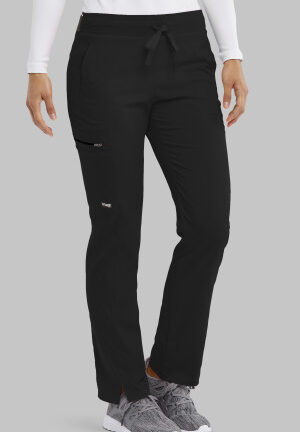 GRSP500 Spandex Stretch Kim Drawstring Straight Leg Pant Black
