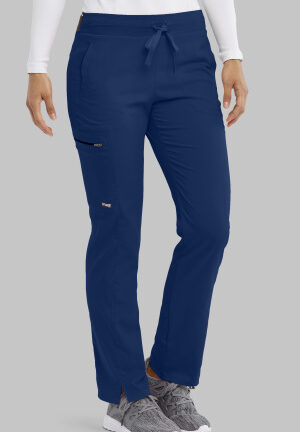 GRSP500 Spandex Stretch Kim Drawstring Straight Leg Pant Navy