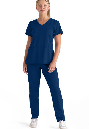GRST045A Spandex Stretch Serena V-Neck Top Navy
