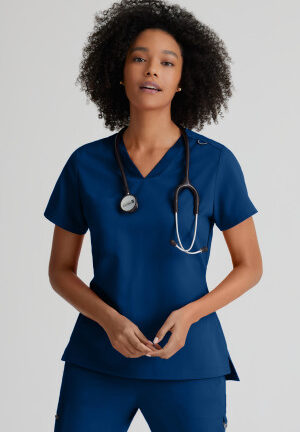 GVST028 Spandex Stretch Bree Tuck-In Top Navy