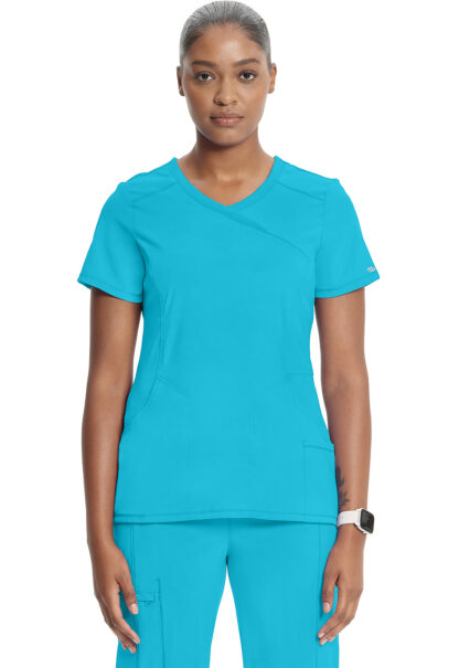 2625A Infinity Mock Wrap Top Turquoise