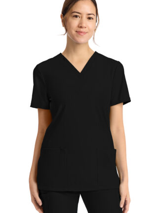 CK832 Achieve 2-Pocket V-Neck Top Black