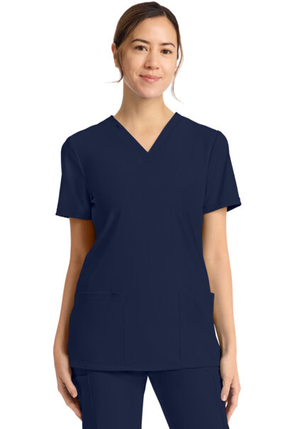 CK832 Achieve 2-Pocket V-Neck Top Navy