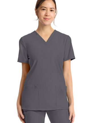 CK832 Achieve 2-Pocket V-Neck Top Pewter