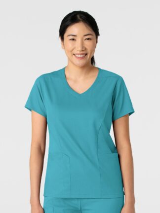 6251 Boundless 2-Pocket V-Neck Top Teal Blue