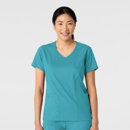6251 Boundless 2-Pocket V-Neck Top Teal Blue