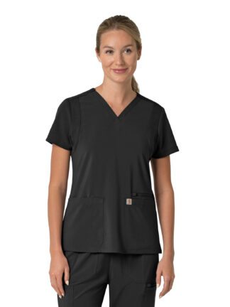 C13210 Force Cross-Flex Flex Panel V-Neck Top Black