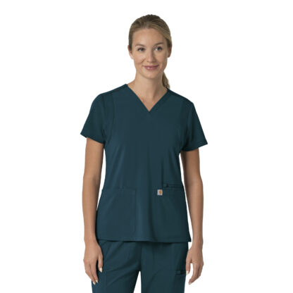 C13210 Force Cross-Flex Flex Panel V-Neck Top Caribbean Blue