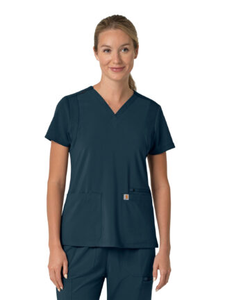 C13210 Force Cross-Flex Flex Panel V-Neck Top Navy