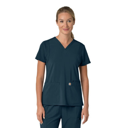 C13210 Force Cross-Flex Flex Panel V-Neck Top Navy