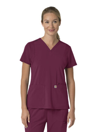 C13210 Force Cross-Flex Flex Panel V-Neck Top Wine