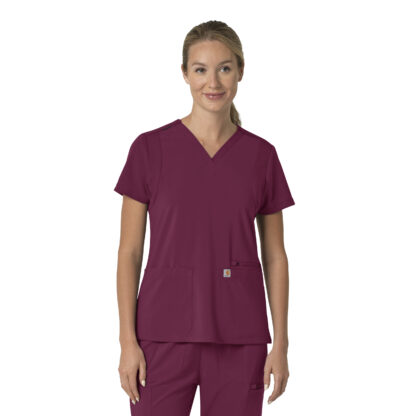 C13210 Force Cross-Flex Flex Panel V-Neck Top Wine