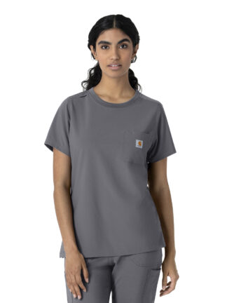 C13510 Force Cross-Flex Crew Neck Scrub Top Pewter