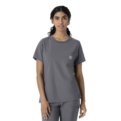 C13510 Force Cross-Flex Crew Neck Scrub Top Pewter