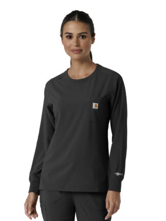 C13610 Force Cross-Flex Crew Neck Scrub Top Black