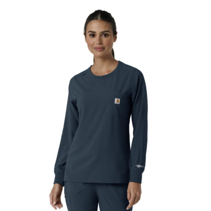 C13610 Force Cross-Flex Crew Neck Long Sleeve Scrub Top Navy