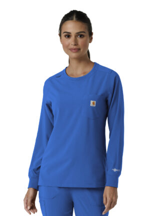 C13610 Force Cross-Flex Crew Neck Long Sleeve Scrub Top Royal