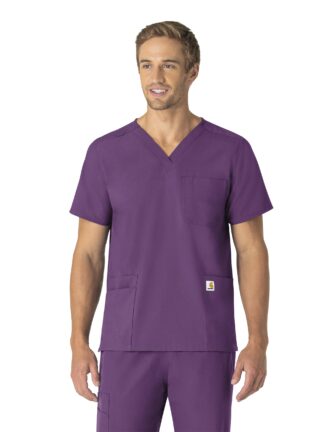 C15013 Force Essentials Unisex 6 Pocket Top Eggplant