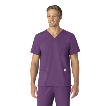 C15013 Force Essentials Unisex 6 Pocket Top Eggplant