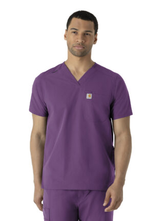 C16113 Force Essentials V-Neck Shirttail Top Eggplant