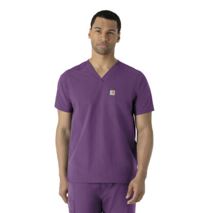 C16113 Force Essentials V-Neck Shirttail Top Eggplant