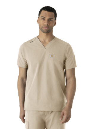 C16113 Force Essentials V-Neck Shirttail Top Khaki