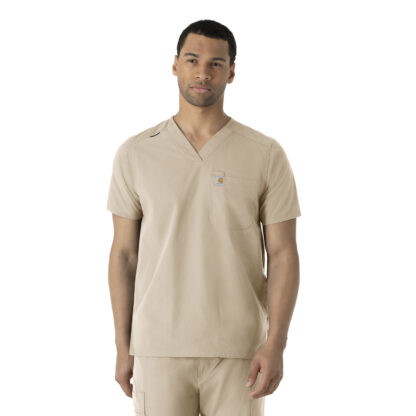 C16113 Force Essentials V-Neck Shirttail Top Khaki