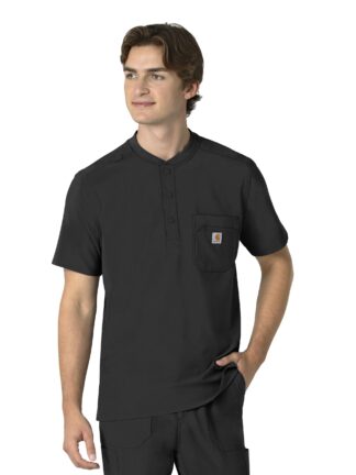 C16310 Force Cross-Flex Henley Top Black