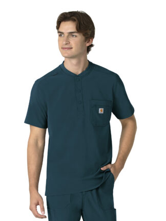 C16310 Force Cross-Flex Henley Top Caribbean Blue