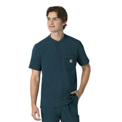 C16310 Force Cross-Flex Henley Top Caribbean Blue