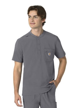 C16310 Force Cross-Flex Henley Top Pewter
