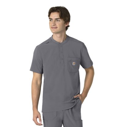 C16310 Force Cross-Flex Henley Top Pewter