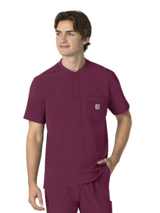C16310 Force Cross-Flex Henley Top Wine