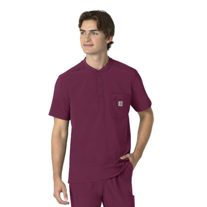 C16310 Force Cross-Flex Henley Top Wine