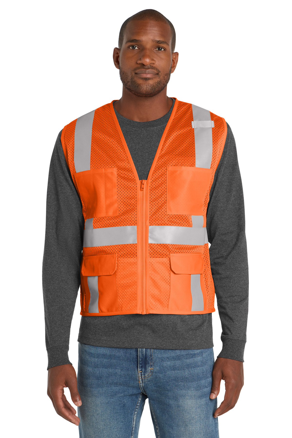 CornerStone ANSI 107 Class 2 Mesh Six-Pocket Zippered Vest. CSV104