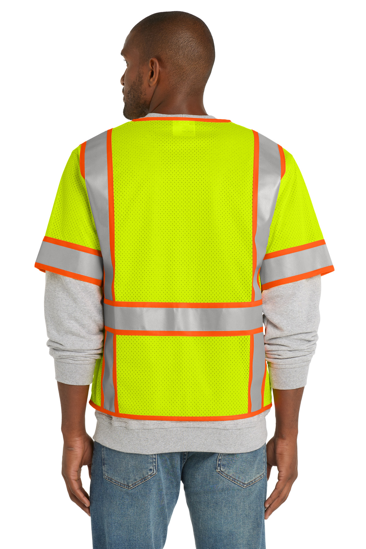 CornerStone ANSI 107 Class 3 Surveyor Mesh Zippered Two-Tone Short Sleeve Vest. CSV106 - Image 2