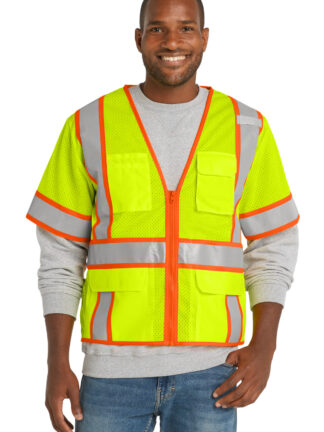 CornerStone ANSI 107 Class 3 Surveyor Mesh Zippered Two-Tone Short Sleeve Vest. CSV106