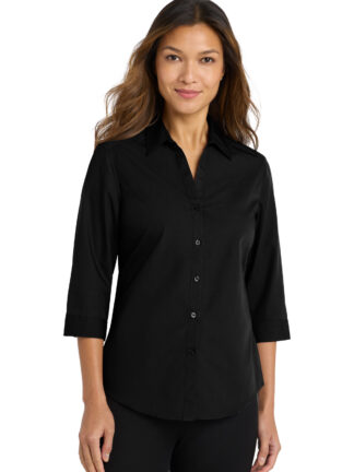 Port Authority Women's 3/4-Sleeve Carefree Poplin Shirt. LW102