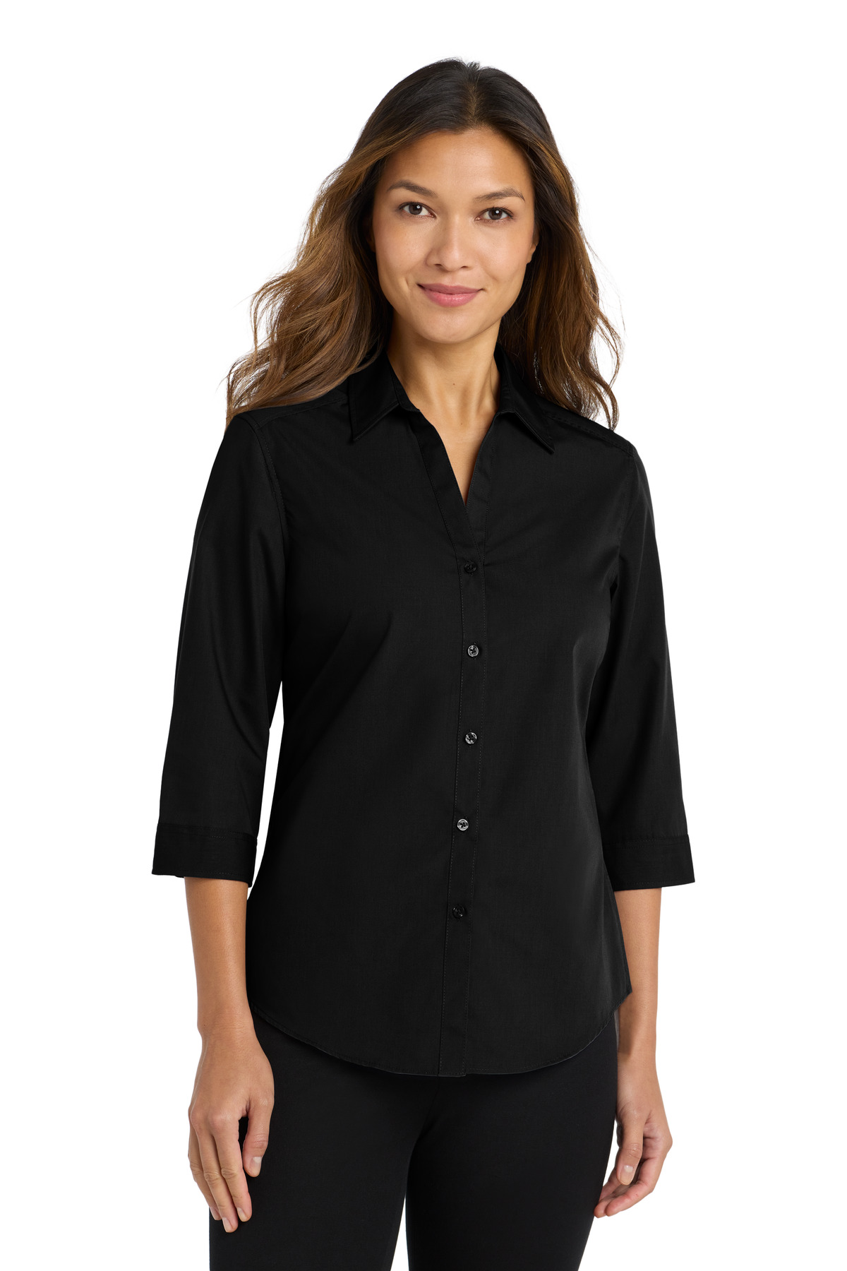 Port Authority Women's 3/4-Sleeve Carefree Poplin Shirt. LW102