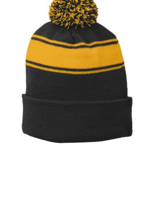Sport-Tek Stripe Pom Pom Beanie. STC28