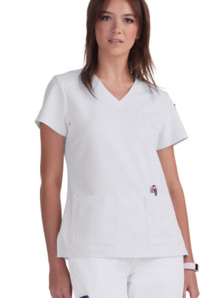 C101 Cureology Cardi 2 Pocket Top White