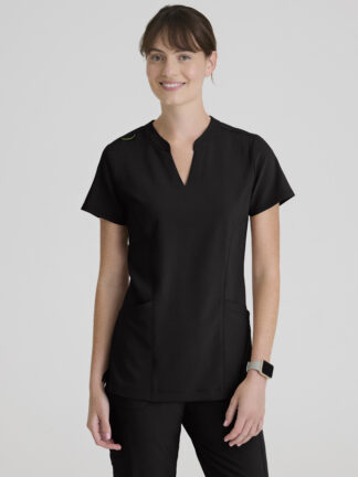 GSST298 Evolve Stretch Sky Notch Neck Top Black