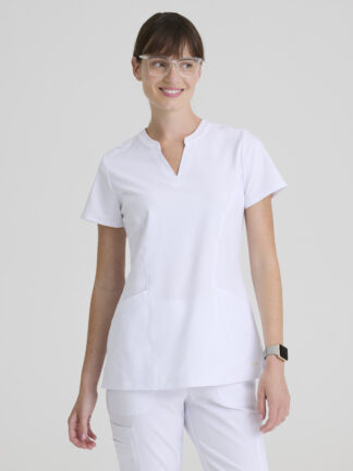 GSST298 Evolve Stretch Sky Notch Neck Top White
