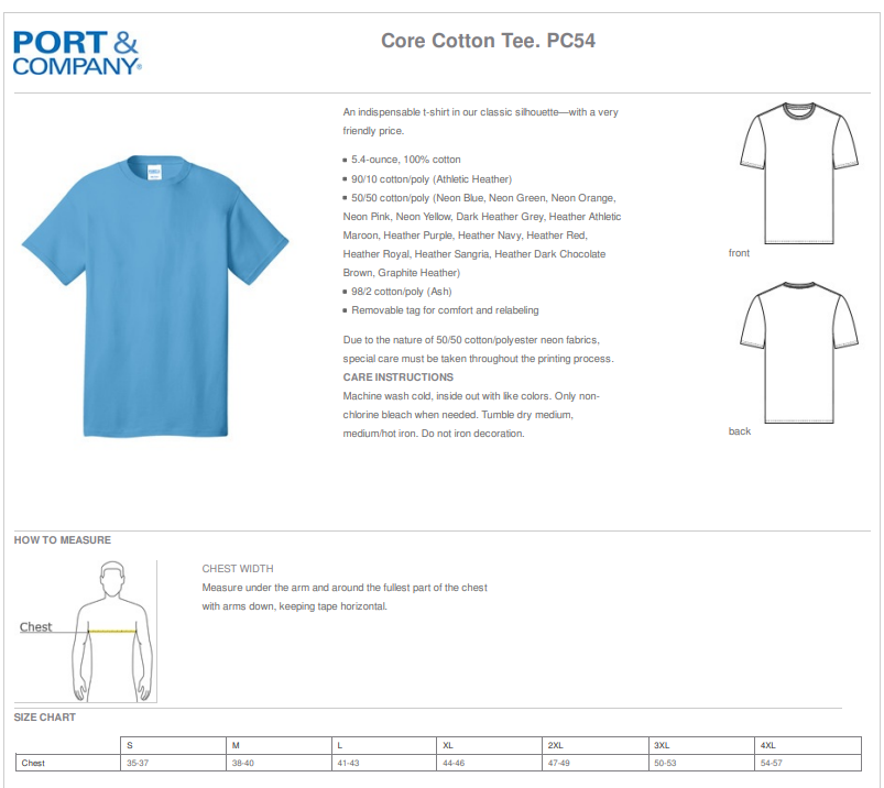 PC54 Port & Company Core Cotton Tee | Uniforms & More